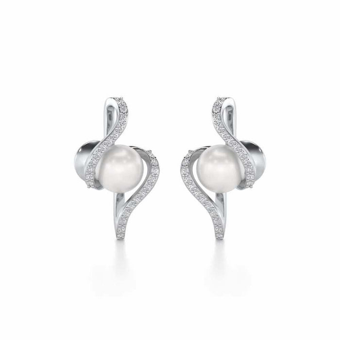 Vibe Silver Pearl Earrings - White Gold - Image 1