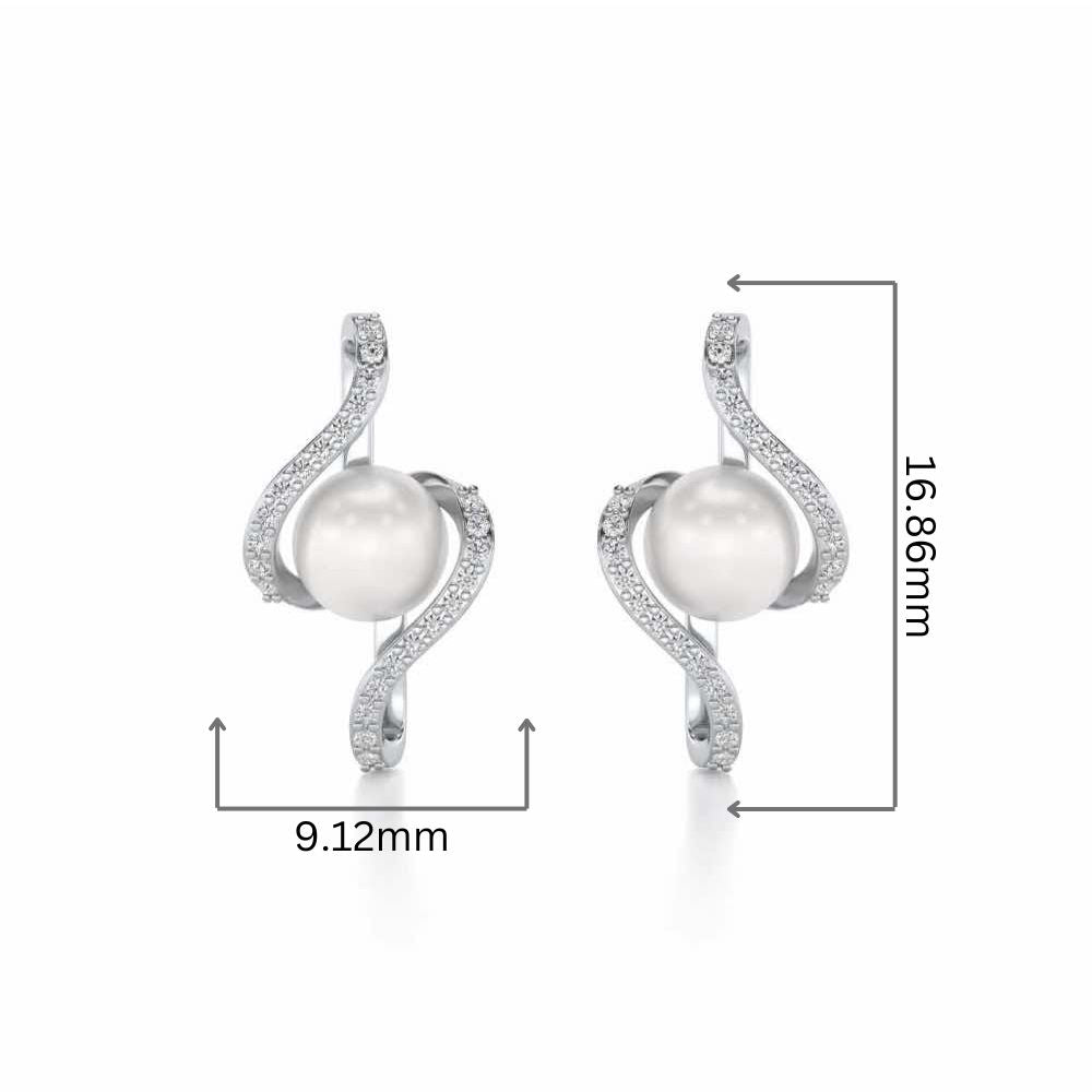 Vibe Silver Pearl Earrings - White Gold - Image 2