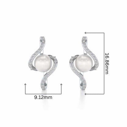Vibe Silver Pearl Earrings - White Gold - Image 2