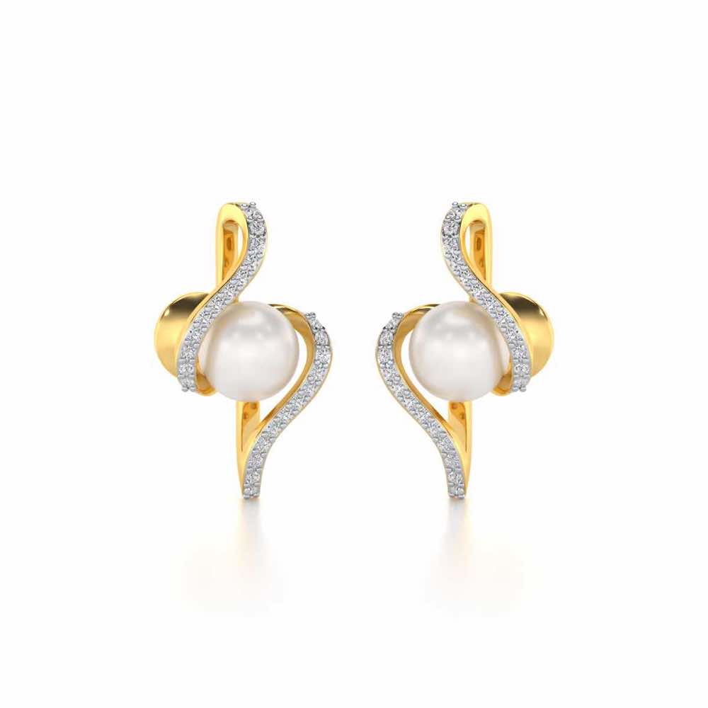 Vibe Silver Pearl Earrings - Yellow Gold - Image 1