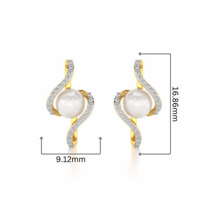 Vibe Silver Pearl Earrings - Yellow Gold - Image 2