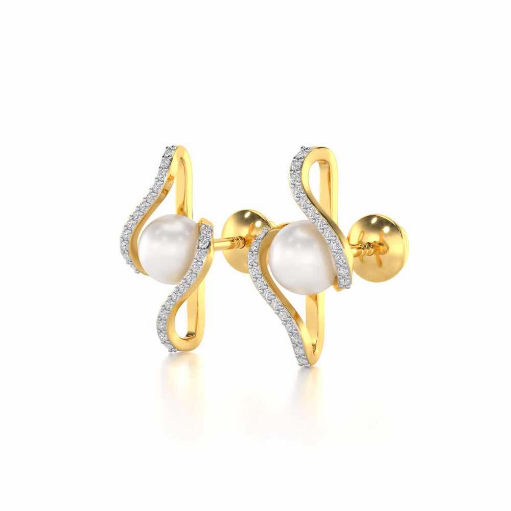 Vibe Silver Pearl Earrings - Yellow Gold - Image 3