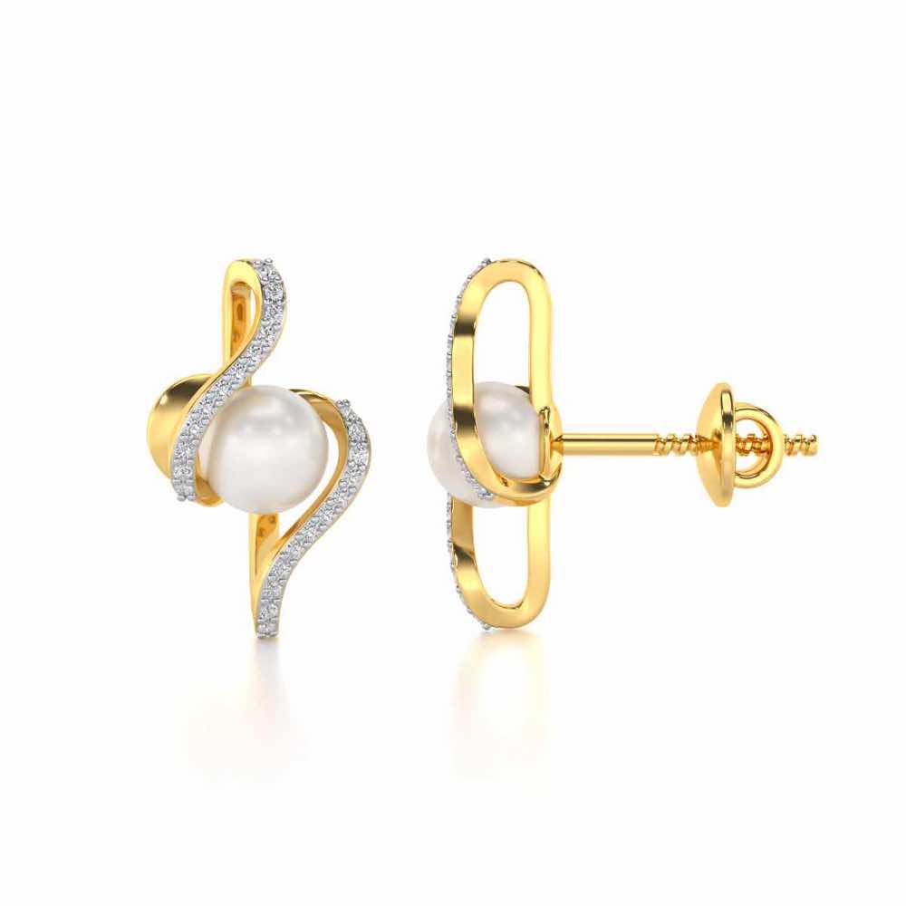 Vibe Silver Pearl Earrings - Yellow Gold - Image 4