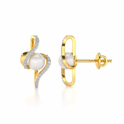Vibe Silver Pearl Earrings - Yellow Gold - Image 4