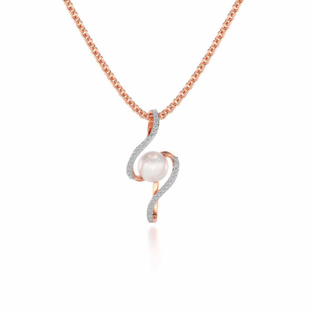 Vibe Silver Pearl Pendant - Rose Gold - Image 2