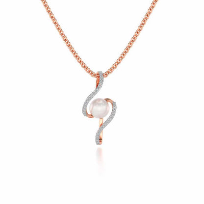 Vibe Silver Pearl Pendant - Rose Gold - Image 2