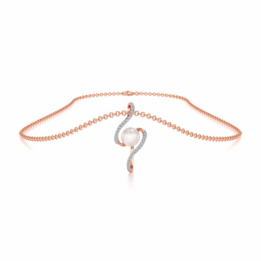 Vibe Silver Pearl Pendant - Rose Gold - Image 3