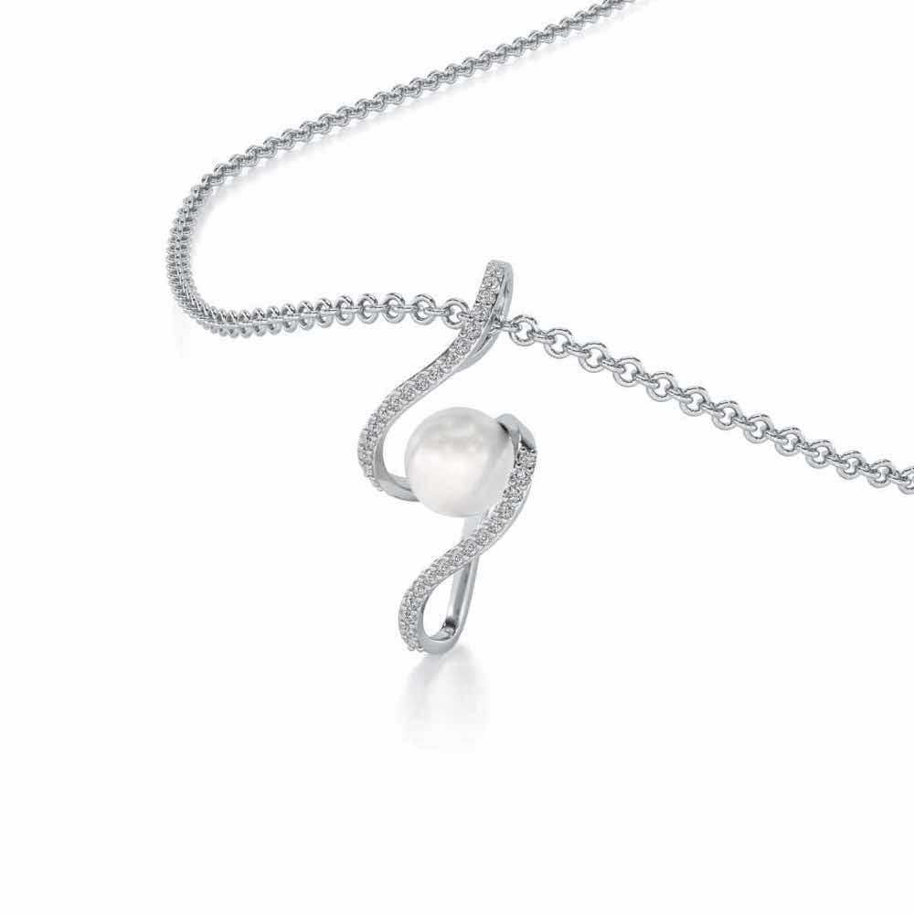 Vibe Silver Pearl Pendant - White Gold - Image 1