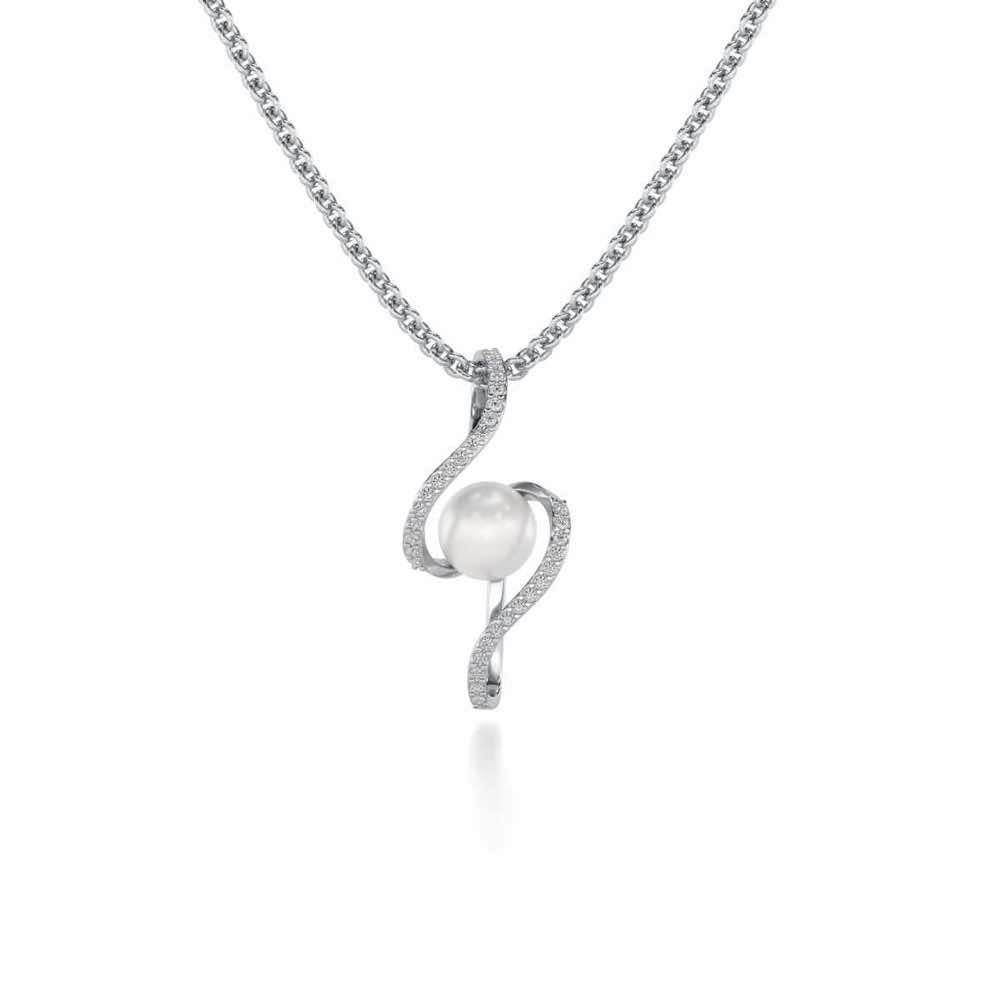 Vibe Silver Pearl Pendant - White Gold - Image 2