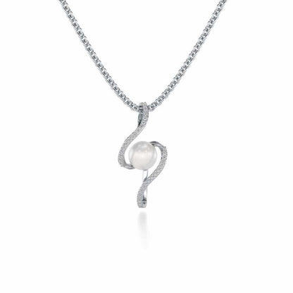 Vibe Silver Pearl Pendant - White Gold - Image 2