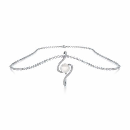 Vibe Silver Pearl Pendant - White Gold - Image 3