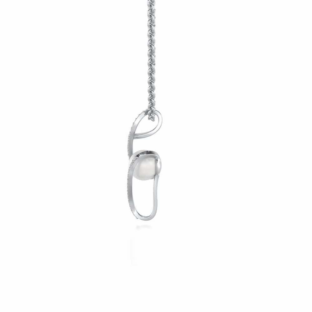 Vibe Silver Pearl Pendant - White Gold - Image 4