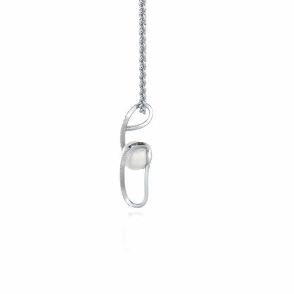 Vibe Silver Pearl Pendant - White Gold - Image 4