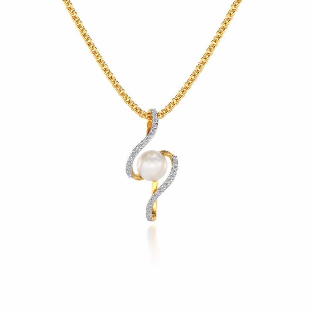 Vibe Silver Pearl Pendant - Yellow Gold - Image 2