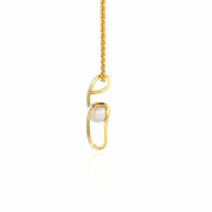 Vibe Silver Pearl Pendant - Yellow Gold - Image 4