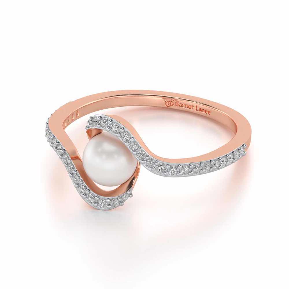 Vibe Silver Pearl Ring - Rose Gold - Image 2
