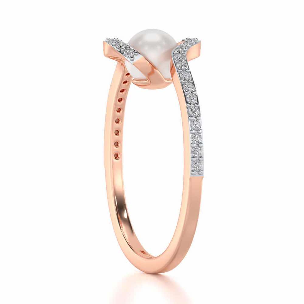 Vibe Silver Pearl Ring - Rose Gold - Image 3