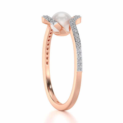 Vibe Silver Pearl Ring - Rose Gold - Image 3