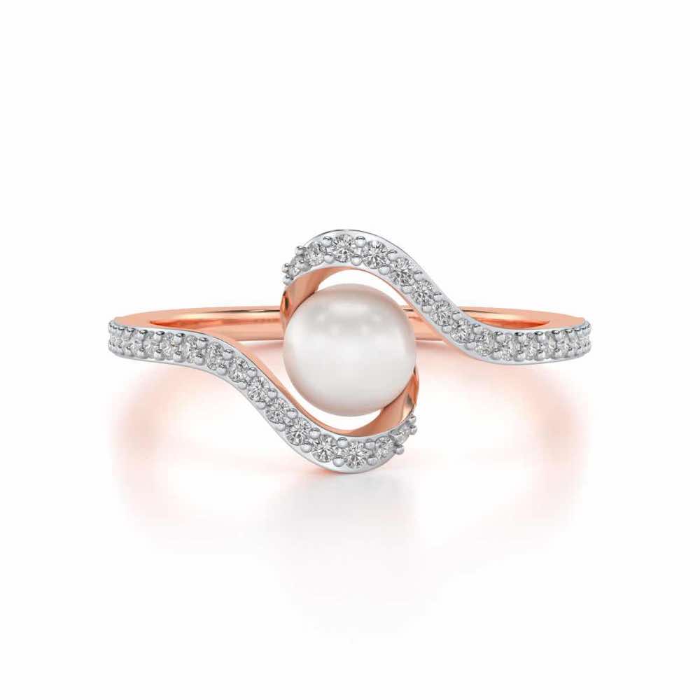 Vibe Silver Pearl Ring - Rose Gold - Image 4