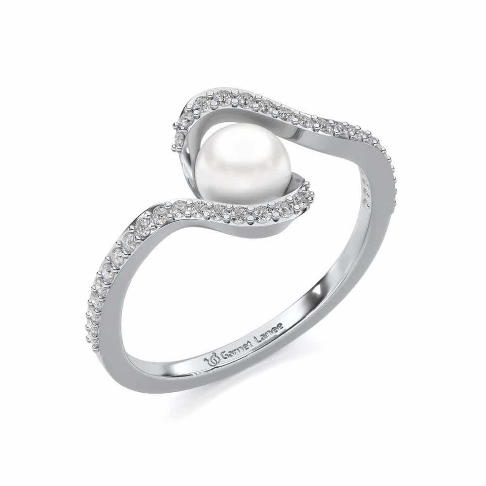 Vibe Silver Pearl Ring - White Gold - Image 1