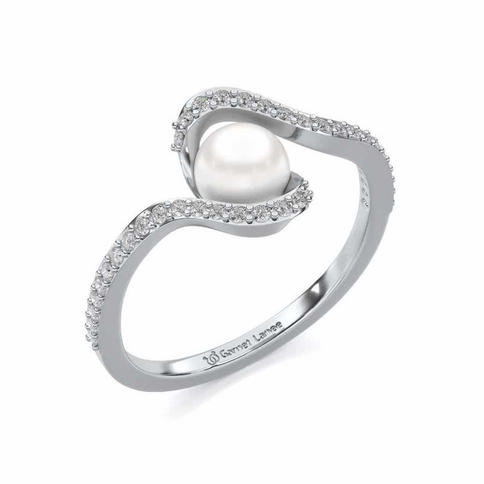 Vibe Silver Pearl Ring - White Gold - Image 1