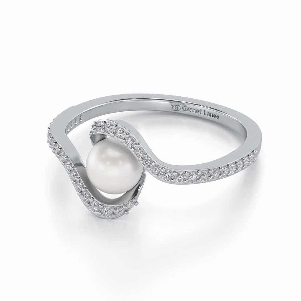 Vibe Silver Pearl Ring - White Gold - Image 2