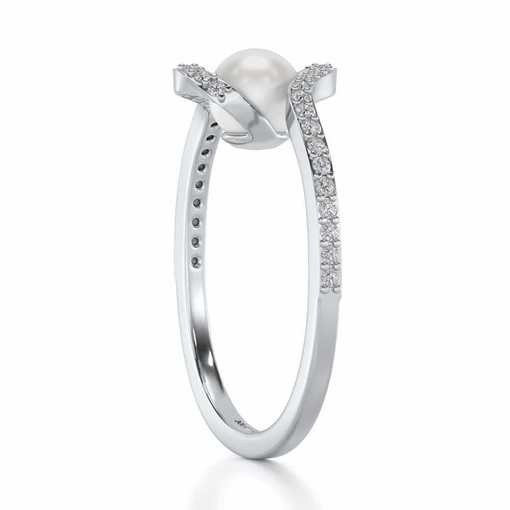 Vibe Silver Pearl Ring - White Gold - Image 3