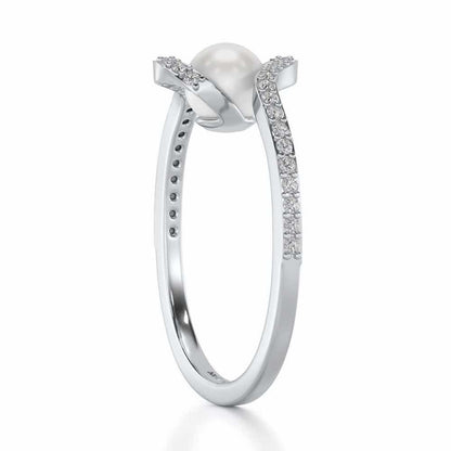 Vibe Silver Pearl Ring - White Gold - Image 3