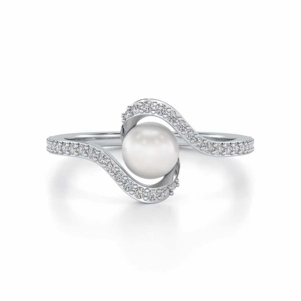 Vibe Silver Pearl Ring - White Gold - Image 4