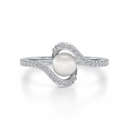 Vibe Silver Pearl Ring - White Gold - Image 4
