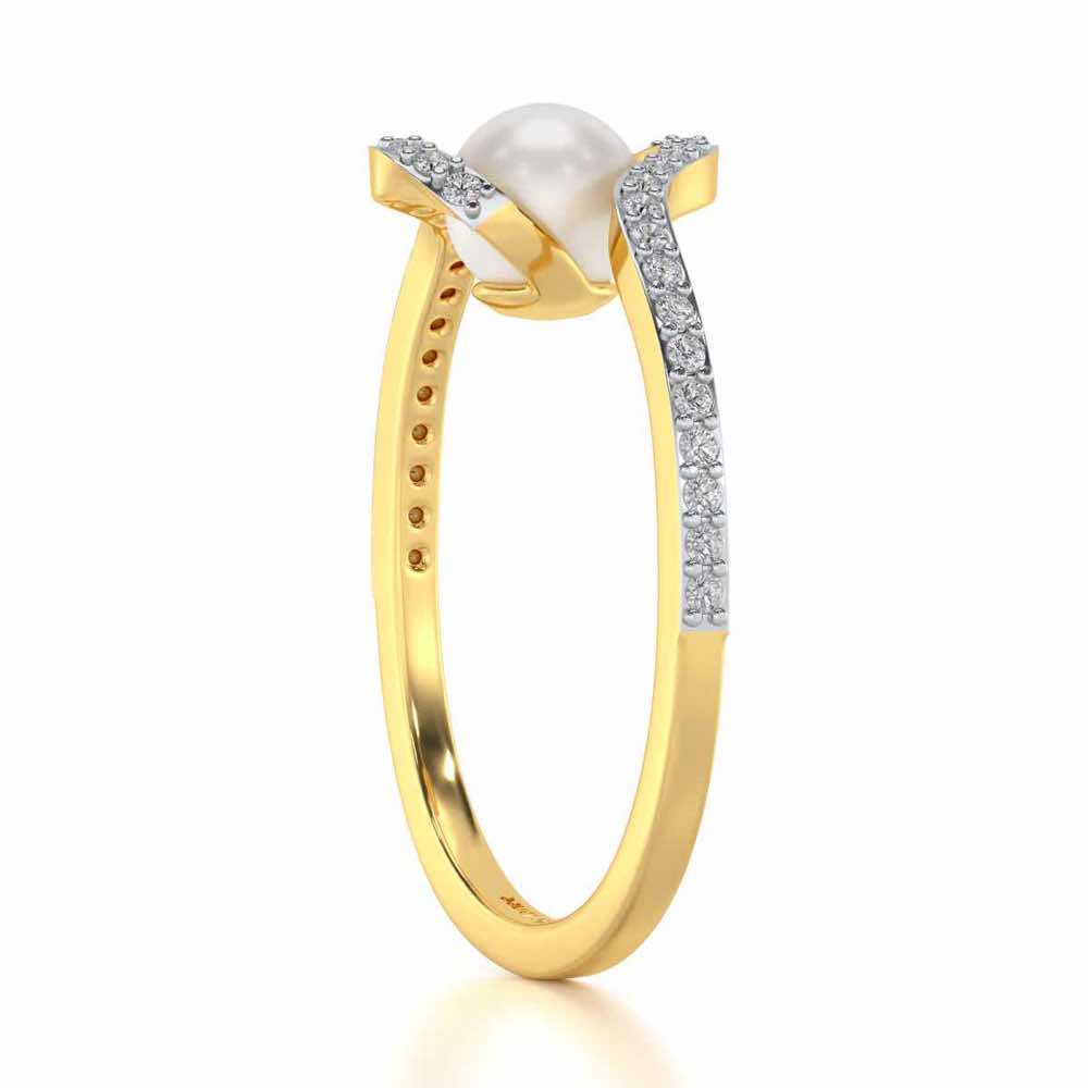 Vibe Silver Pearl Ring - Yellow Gold - Image 3