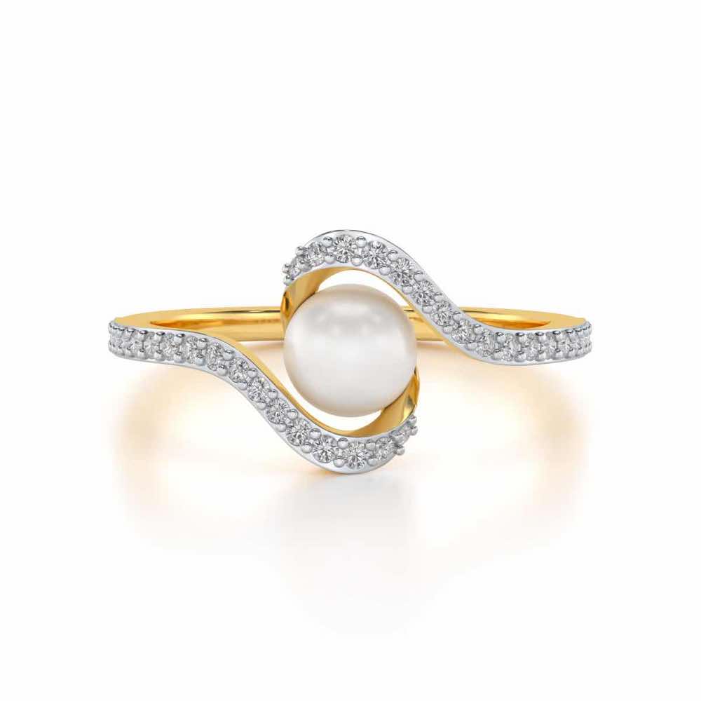 Vibe Silver Pearl Ring - Yellow Gold - Image 4