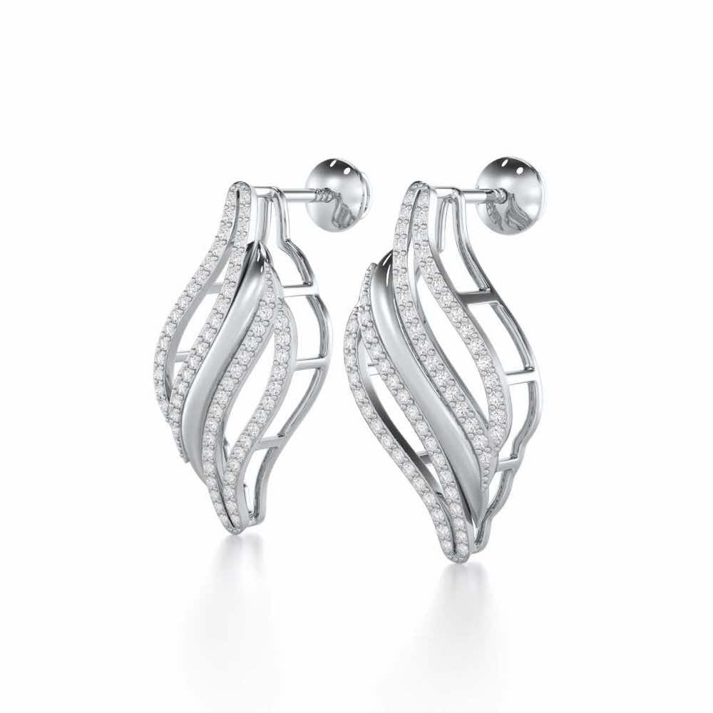 Vibrant Melodies Silver Earrings - White Gold - Image 3