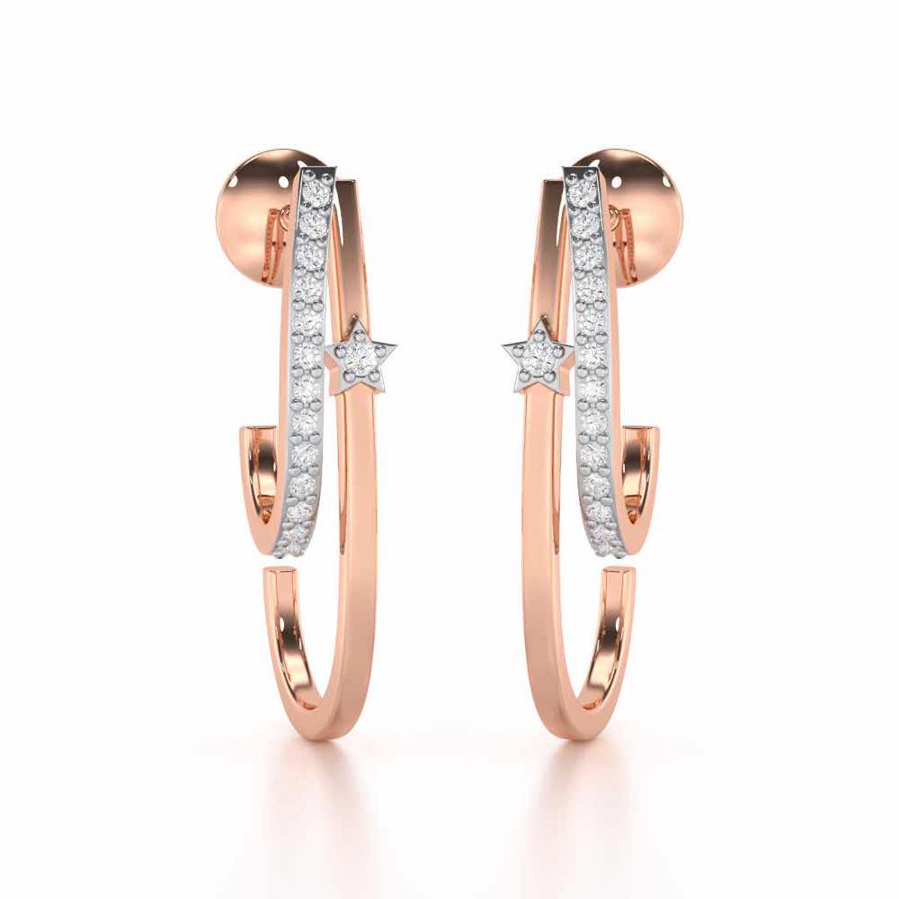 Vibrant Star Silver Stud Earrings - Rose Gold - Image 1