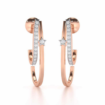 Vibrant Star Silver Stud Earrings - Rose Gold - Image 1