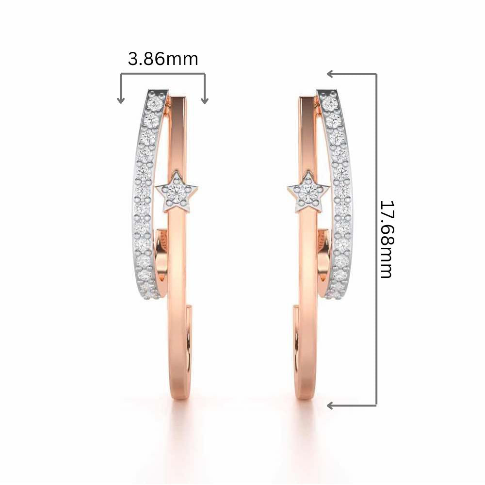 Vibrant Star Silver Stud Earrings - Rose Gold - Image 2