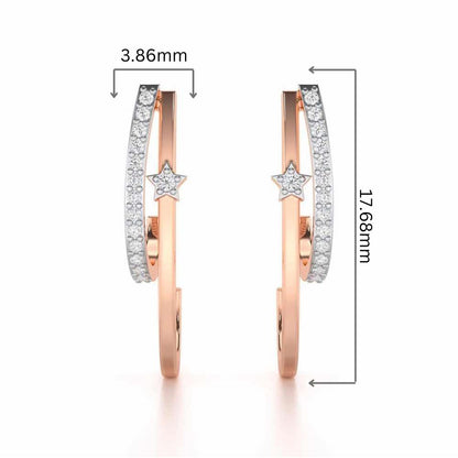 Vibrant Star Silver Stud Earrings - Rose Gold - Image 2