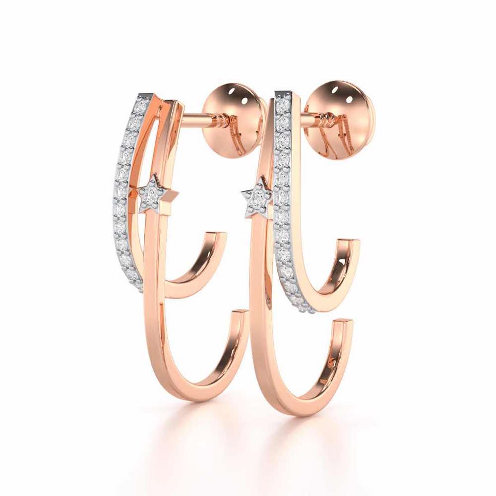 Vibrant Star Silver Stud Earrings - Rose Gold - Image 3