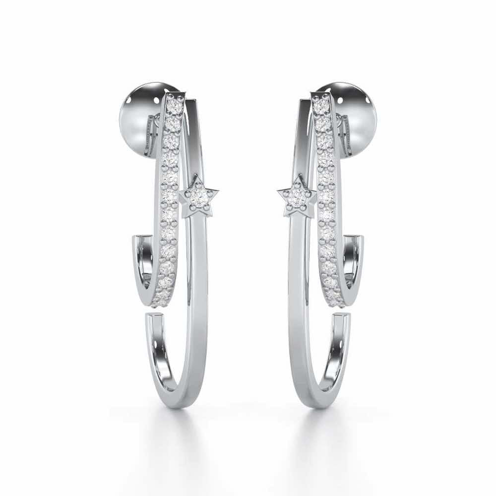 Vibrant Star Silver Stud Earrings - White Gold - Image 1