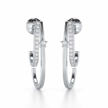 Vibrant Star Silver Stud Earrings - White Gold - Image 1