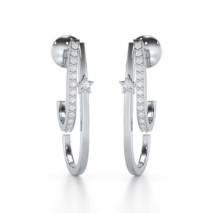 Vibrant Star Silver Stud Earrings - White Gold - Image 1