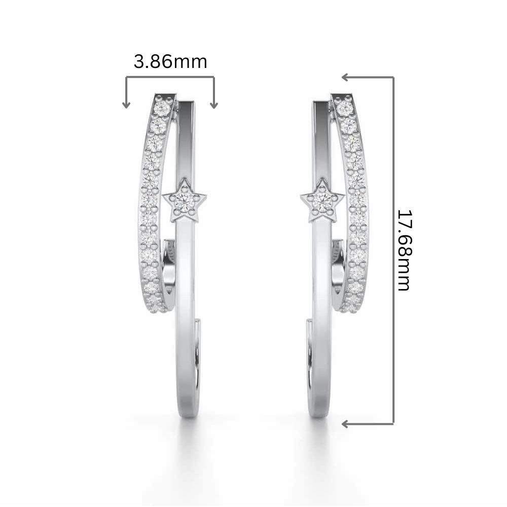 Vibrant Star Silver Stud Earrings - White Gold - Image 2