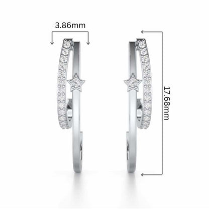 Vibrant Star Silver Stud Earrings - White Gold - Image 2