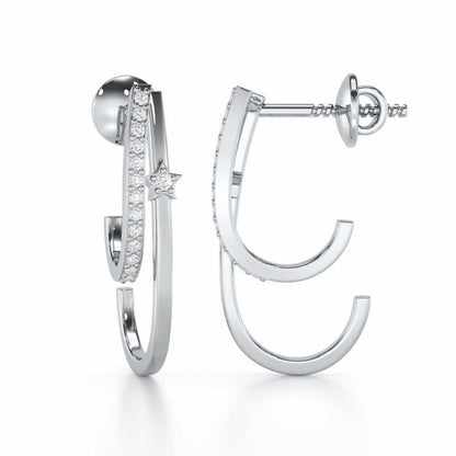 Vibrant Star Silver Stud Earrings - White Gold - Image 4