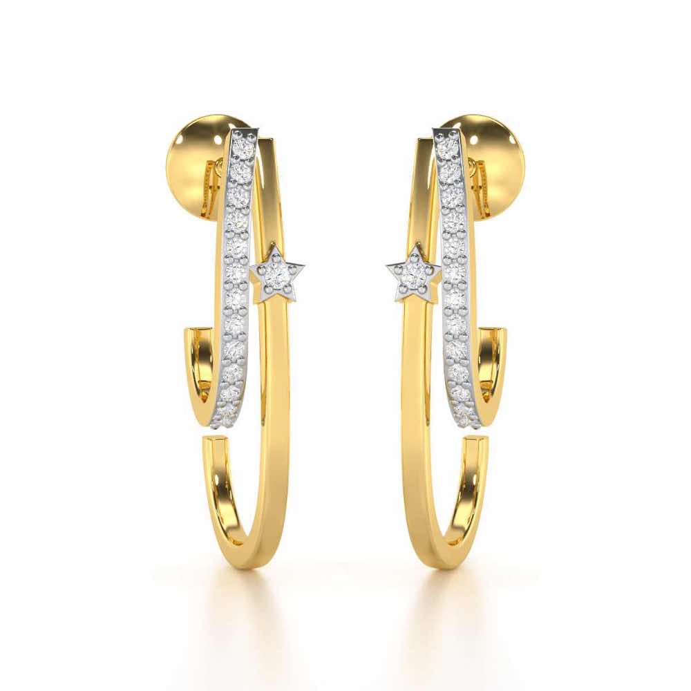 Vibrant Star Silver Stud Earrings - Yellow Gold - Image 1