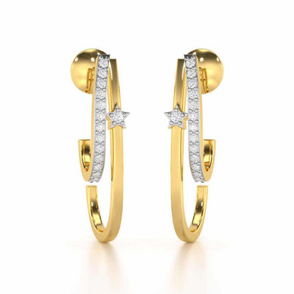 Vibrant Star Silver Stud Earrings - Yellow Gold - Image 1