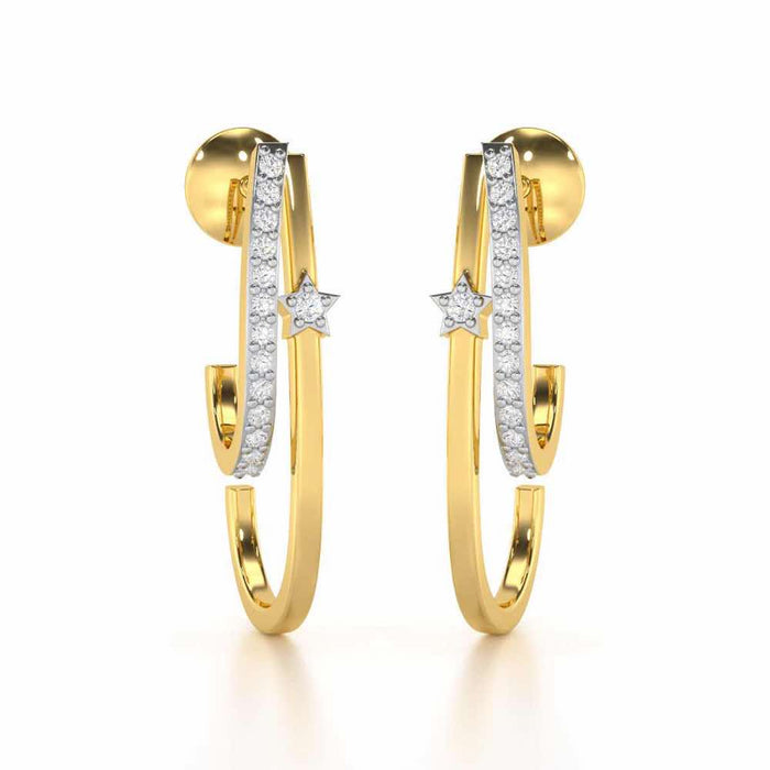 Vibrant Star Silver Stud Earrings - Yellow Gold - Image 1