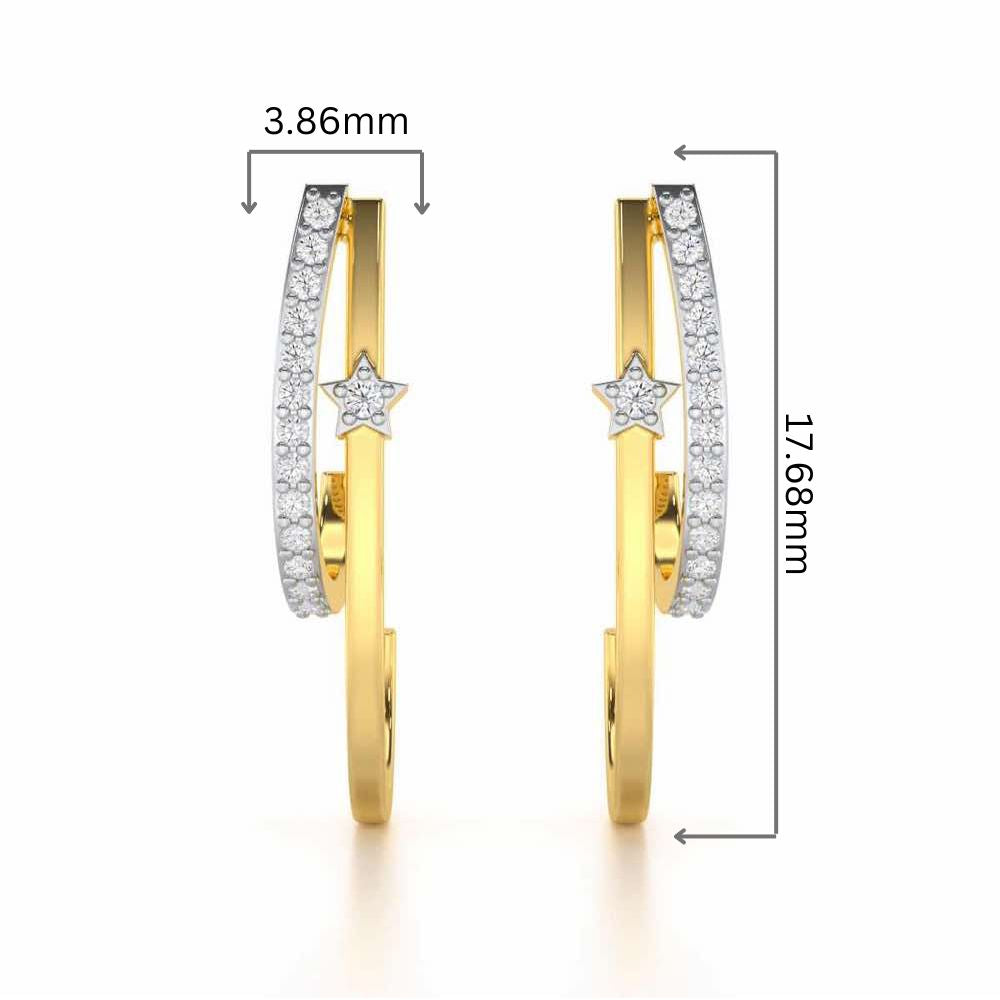 Vibrant Star Silver Stud Earrings - Yellow Gold - Image 2