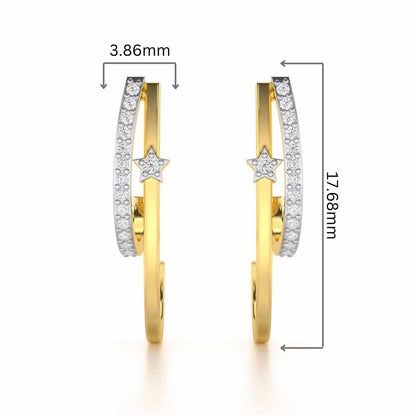 Vibrant Star Silver Stud Earrings - Yellow Gold - Image 2