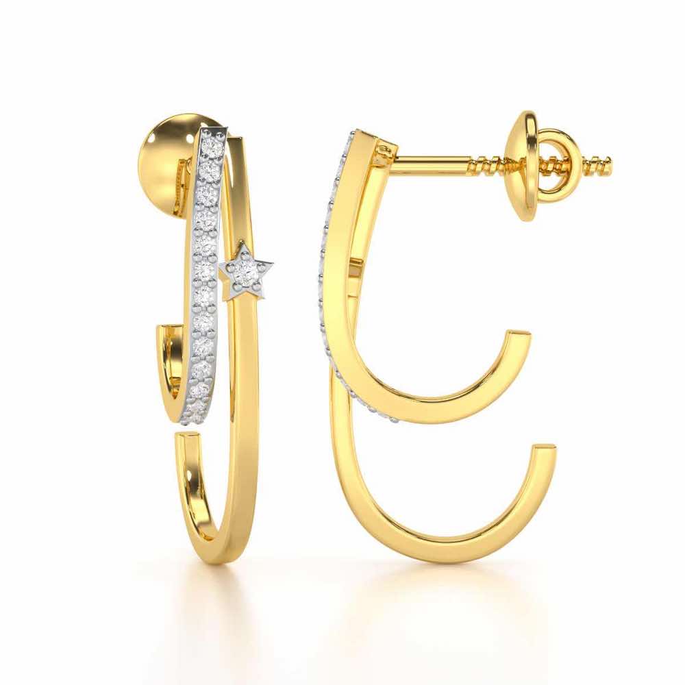Vibrant Star Silver Stud Earrings - Yellow Gold - Image 4